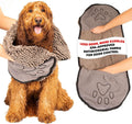 the Dirty Dog Shammy - Fast Drying Plush Shammy Towel with Dual Hand Pockets and Elastic - Super Absorbent Microfiber and Machine Washable - 31×13 In, Grey