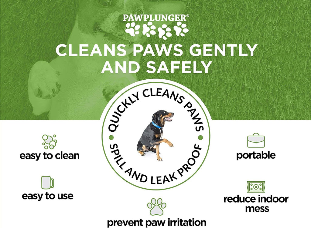 Paw Plunger – the Muddy Paw Cleaner for Dogs – Saves Carpet, Furniture, Bedding and Cars from Dirty Paw Prints – Use This Dog Paw Cleaner after Walks – Soft Bristles, Convenient Cup Handle