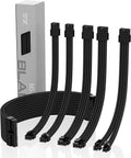 PSU Cable Extension Kit Sleeved Cable Custom Power Supply Sleeved Extension 16 AWG 24-PIN 8-PIN 6-PIN 4+4-PIN with Combs- Black